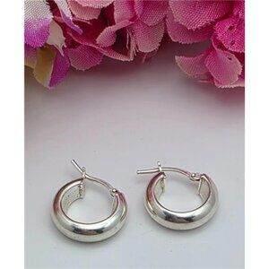 Diadema Italy 925 Sterling Silver Puffy Huggie Hoop Earrings 16mm Dyadema 16mm